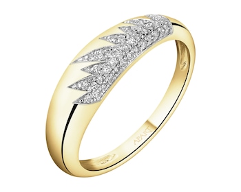 Pierścionek z żółtego złota z diamentami - 0,09 ct - próba 585