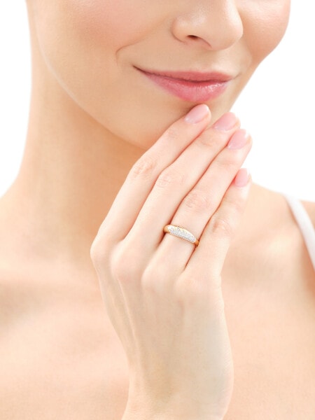 Pierścionek z żółtego złota z diamentami - 0,09 ct - próba 585