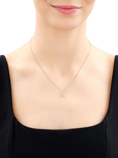 Zawieszka z żółtego złota z brylantem i ametystem - próba 375