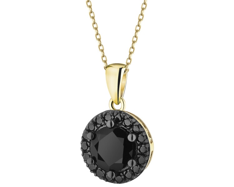 Zlatý přívěsek s černými diamanty a onyxem - ryzost 585