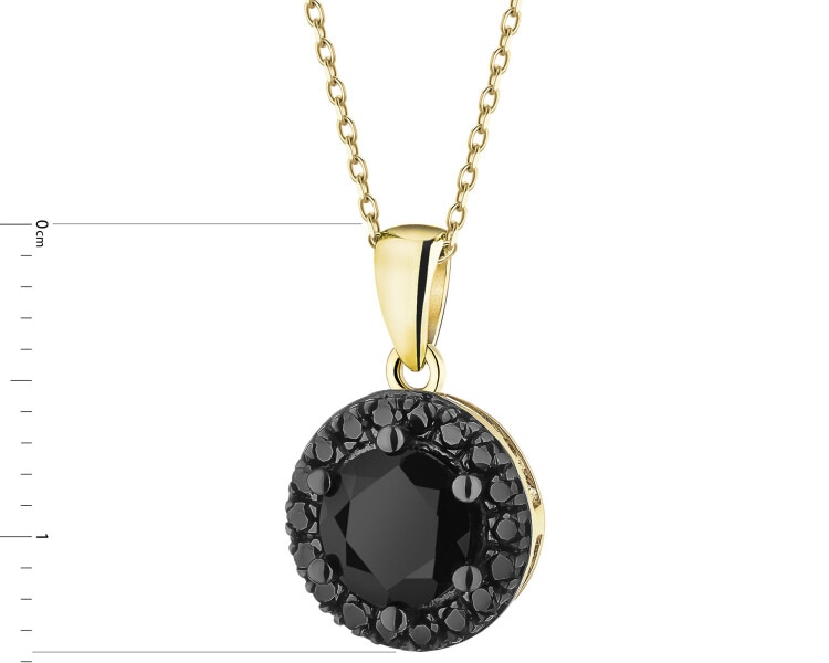 Zawieszka z żółtego złota z czarnymi brylantami i onyksem - próba 585