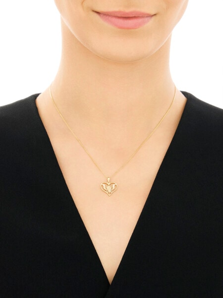 Złota zawieszka z cyrkoniami - serce, motyl