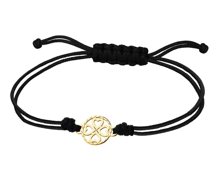 Bransoletka z elementem z żółtego złota - koniczyna