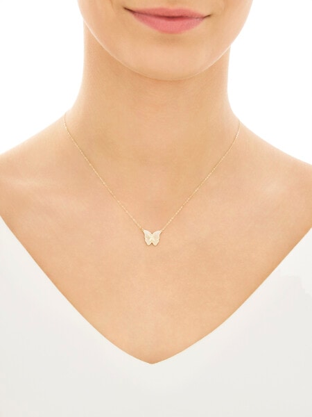 Złoty naszyjnik z masą perłową - motyl