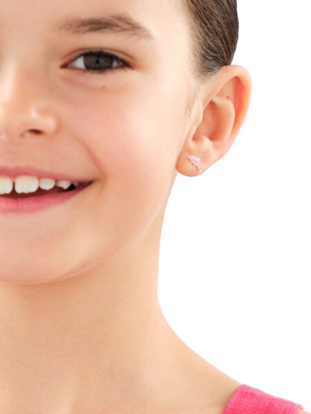 Złote kolczyki z emalią - delfiny