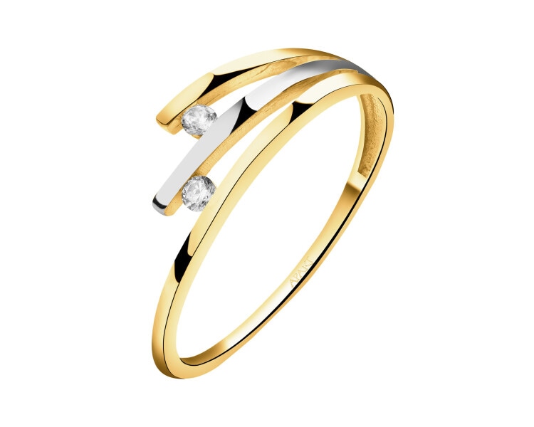 Złoty pierścionek z cyrkoniami