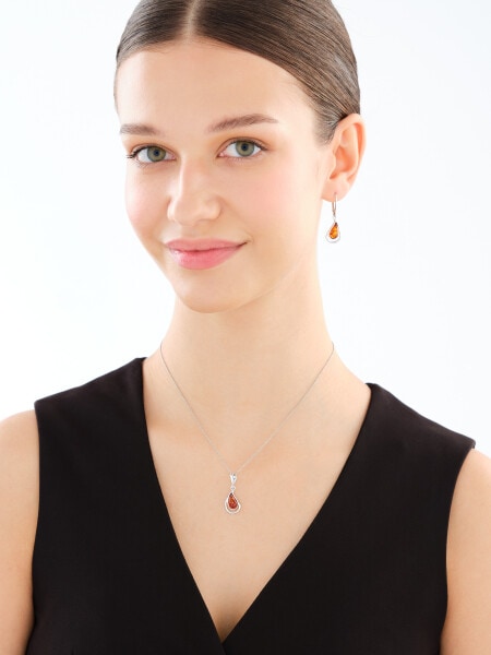 Kolczyki srebrne z bursztynem