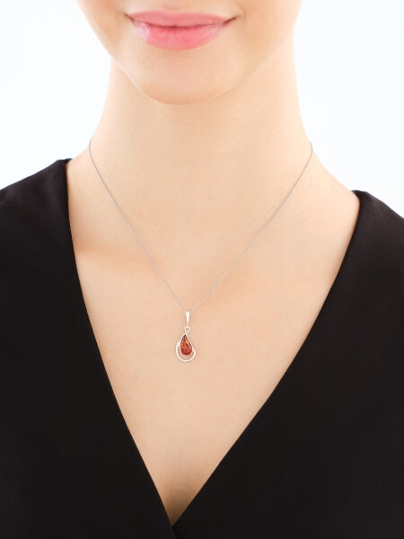 Zawieszka srebrna z bursztynem