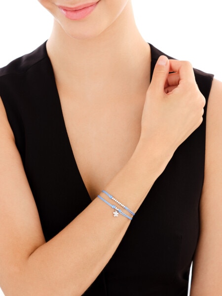 Bransoletka z elementami srebra i cyrkoniami - kwiat, kulki