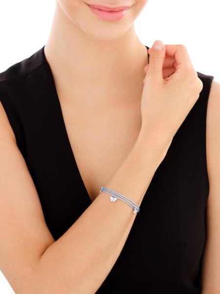 Náramek se stříbrnými prvky a zirkony - motýl, květ, list