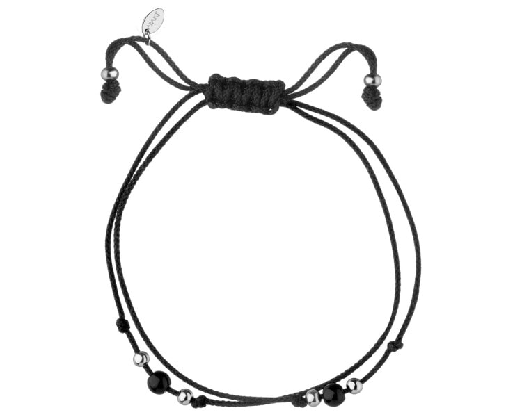 Bransoletka z elementami srebra i szlifowanym szkłem - kulki