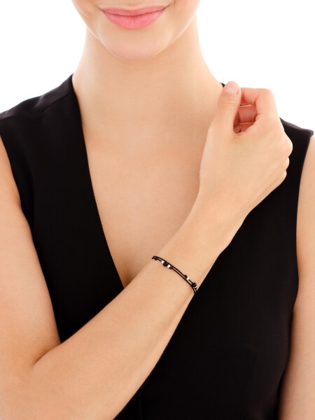 Bransoletka z elementami srebra i szlifowanym szkłem - kulki