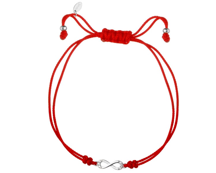 Bransoletka z elementami srebra i cyrkoniami - nieskończoność