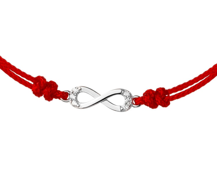 Bransoletka z elementami srebra i cyrkoniami - nieskończoność