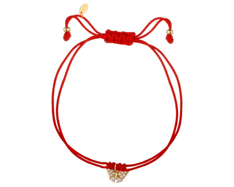 Bransoletka z elementami srebra i cyrkoniami - motyl