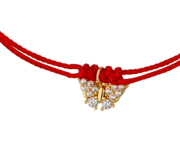 Bransoletka z elementami srebra i cyrkoniami - motyl