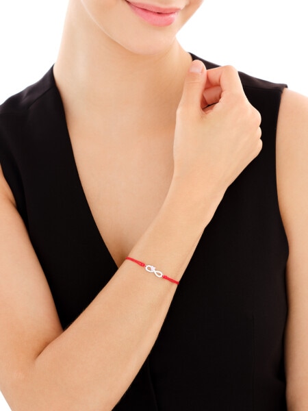 Náramek se stříbrnými prvky a zirkony - nekonečno, srdce