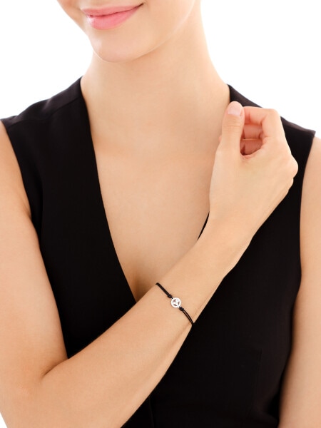 Bransoletka z elementami srebra i cyrkoniami - serca, koło