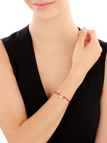 Bransoletka z elementami srebra i cyrkonią - mama, serce