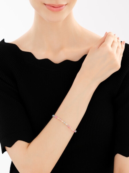 Bransoletka z mosiądzu pozłacana z agatami