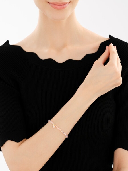 Bransoletka z mosiądzu pozłacana ze szklanymi detalami i cyrkoniami - serce