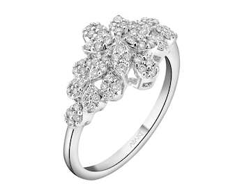 Pierścionek z białego złota z brylantami - 0,37 ct - próba 750