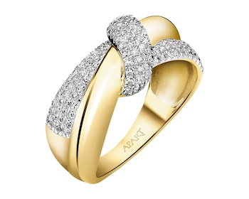 Pierścionek z żółtego złota z diamentami - 0,33 ct - próba 585