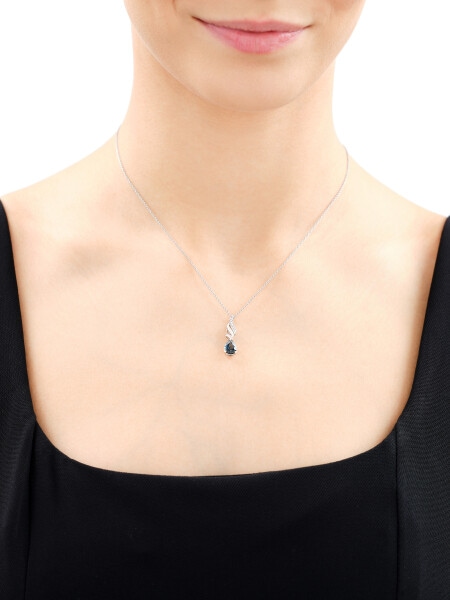 Přívěsek z bílého zlata s diamanty a topazem  London Blue - ryzost 585