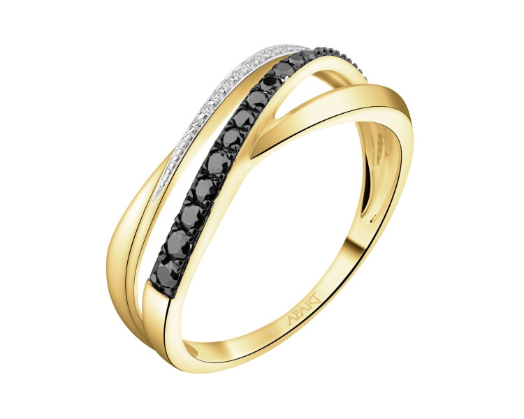 Zlatý prsten s diamanty - 0,18 ct - ryzost 585