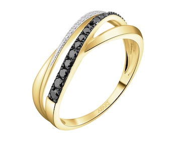 Pierścionek z żółtego złota z diamentami - 0,18 ct - próba 585