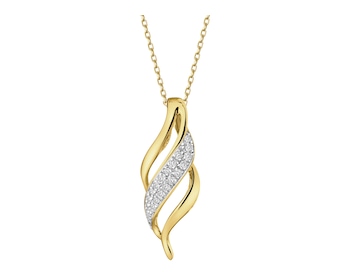 Zawieszka z żółtego złota z diamentami - 0,05 ct - próba 585