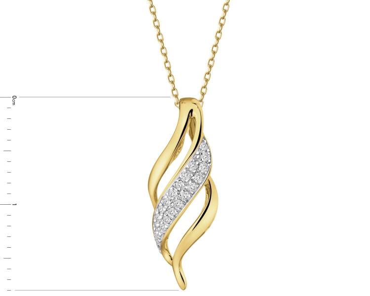 Zawieszka z żółtego złota z diamentami - 0,05 ct - próba 585