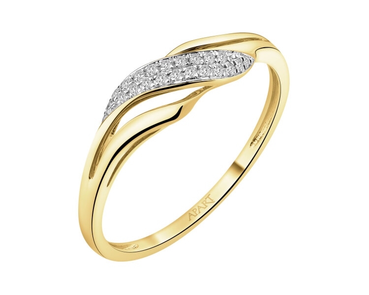Zlatý prsten s diamanty - 0,06 ct - ryzost 585