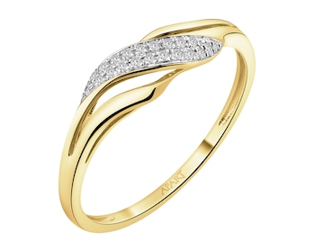 Pierścionek z żółtego złota z diamentami - 0,06 ct - próba 585
