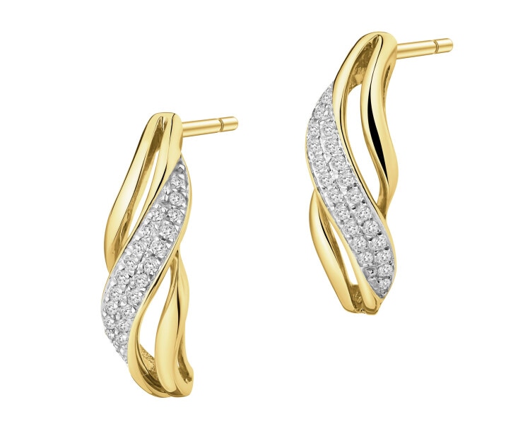 Zlaté náušnice s diamanty - 0,08 ct - ryzost 585