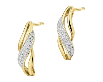 Kolczyki z żółtego złota z diamentami - 0,08 ct - próba 585