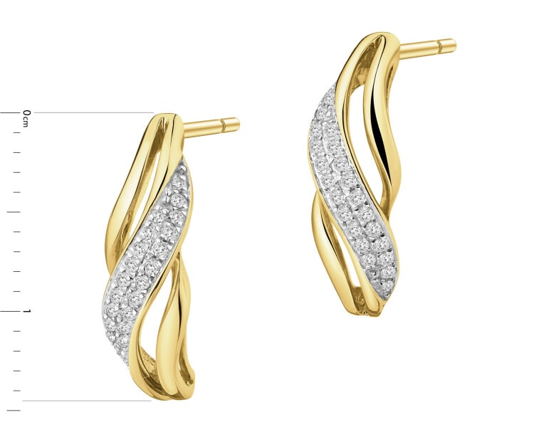 Kolczyki z żółtego złota z diamentami - 0,08 ct - próba 585