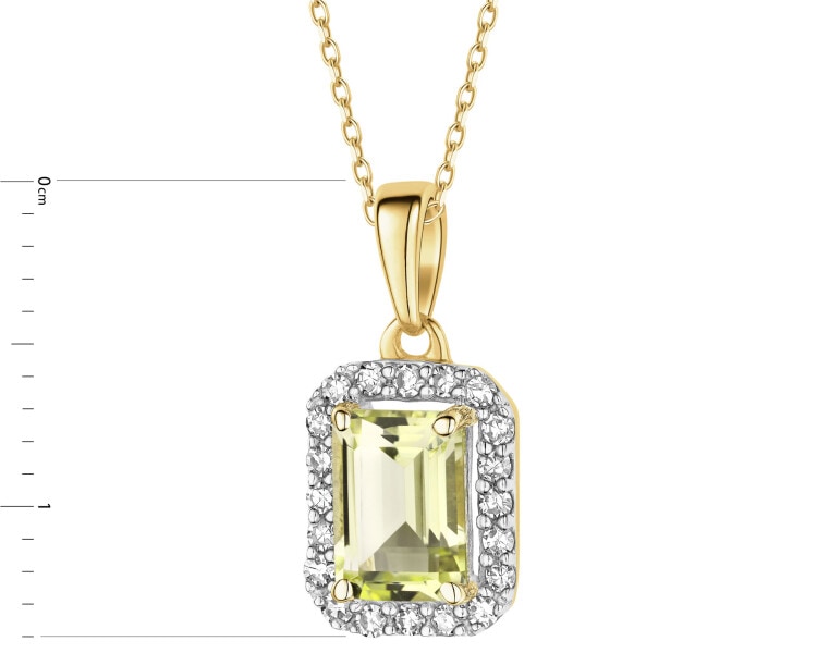 Zlatý přívěsek s diamanty a křemenem Lemon - ryzost 585