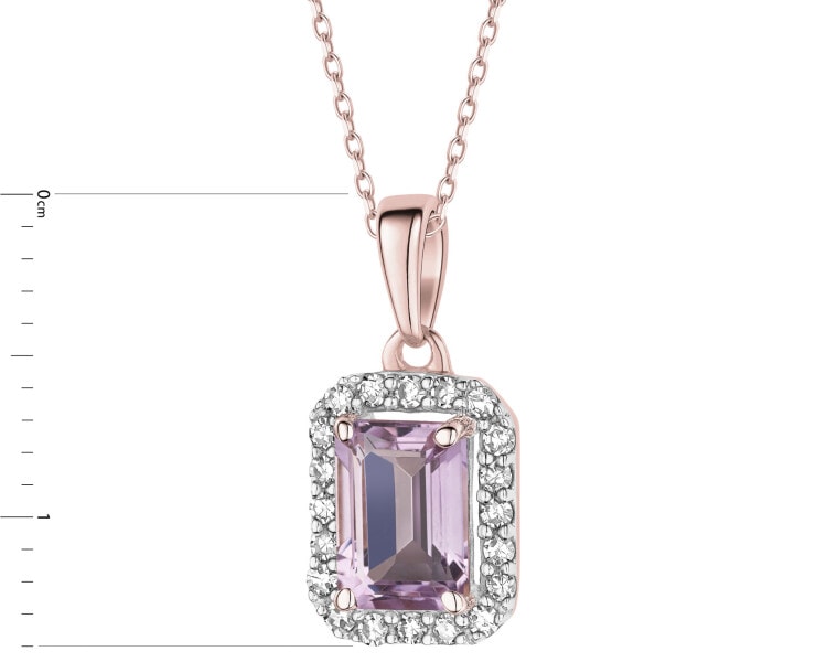 Zawieszka z różowego złota z diamentami i ametystem - próba 585