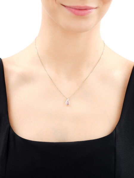 Zlatý přívěsek s diamantem a ametystem - ryzost 585