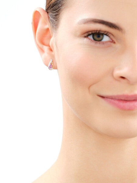 Zlaté náušnice s diamanty a ametysty - ryzost 585