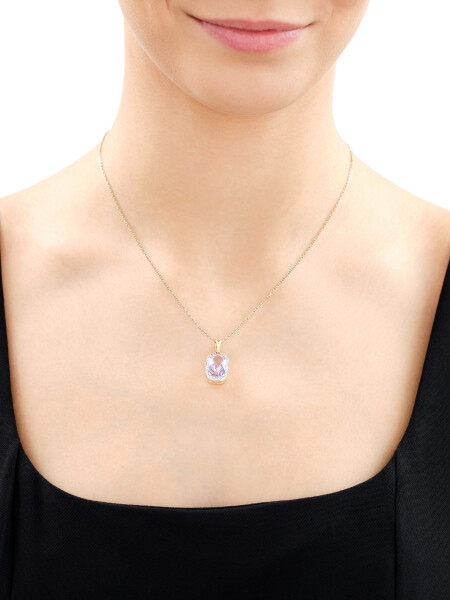 Zlatý přívěsek s diamanty a ametystem - ryzost 585