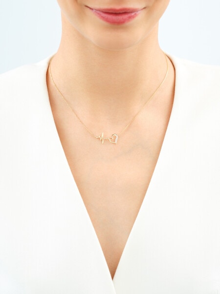 Zlatý náhrdelník s diamanty - srdce, EKG - 0,01 ct - ryzost 585