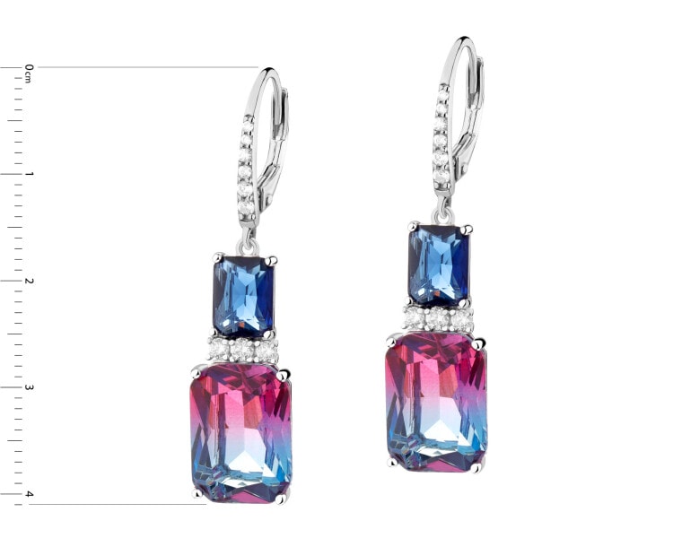 Stříbrné náušnice se zirkony a broušeným sklem