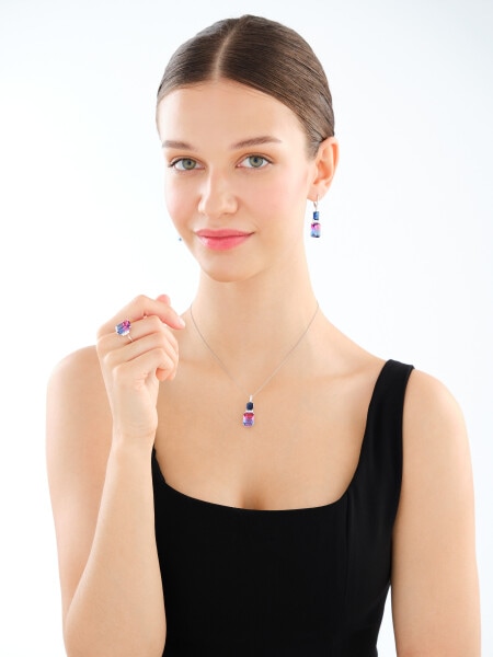 Stříbrné náušnice se zirkony a broušeným sklem