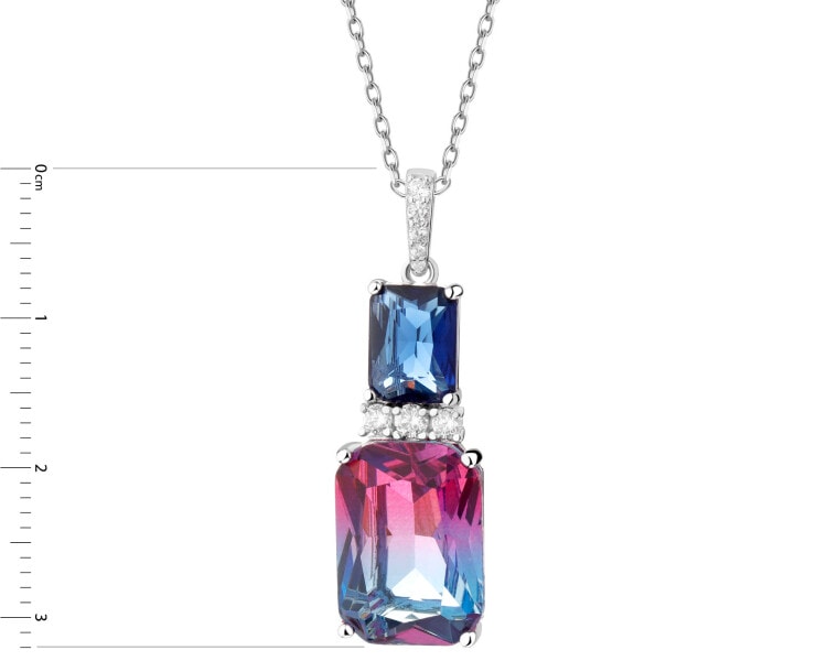 Stříbrný přívěsek se zirkony a broušeným sklem