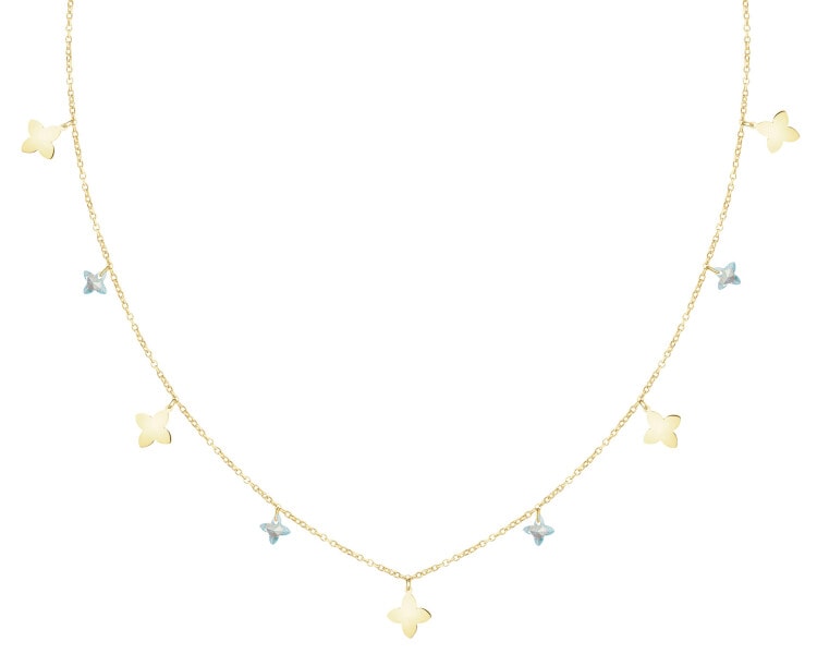 Złoty naszyjnik z cyrkoniami - kwiaty