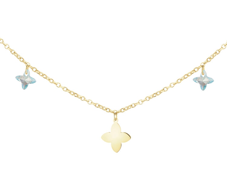 Złoty naszyjnik z cyrkoniami - kwiaty