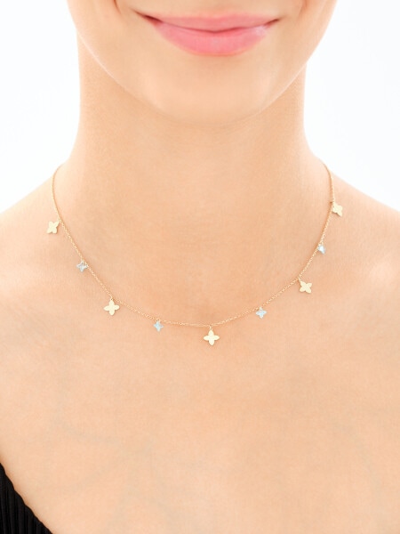 Złoty naszyjnik z cyrkoniami - kwiaty