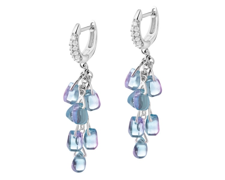 Stříbrné náušnice se zirkony a broušeným sklem